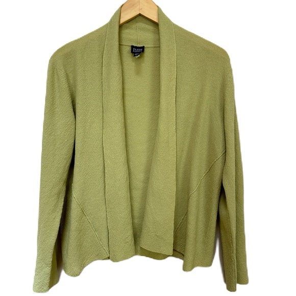 Eileen Fisher Sweaters - Eileen Fisher 100% Wool Green Draped Cardigan Long‎ Sleeve Women's Sz Medium